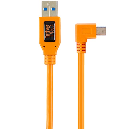 Tether-Tools TetherPro USB 2.0 auf Mini-B 5-poliger rechtwinkliger Adapter "Pigtail", 20 "(50 cm), hochsichtbar, orange