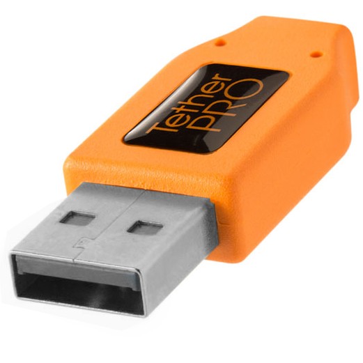 Tether-Tools TetherPro USB 2.0 auf Mini-B 5-poliger rechtwinkliger Adapter "Pigtail", 20 "(50 cm), hochsichtbar, orange