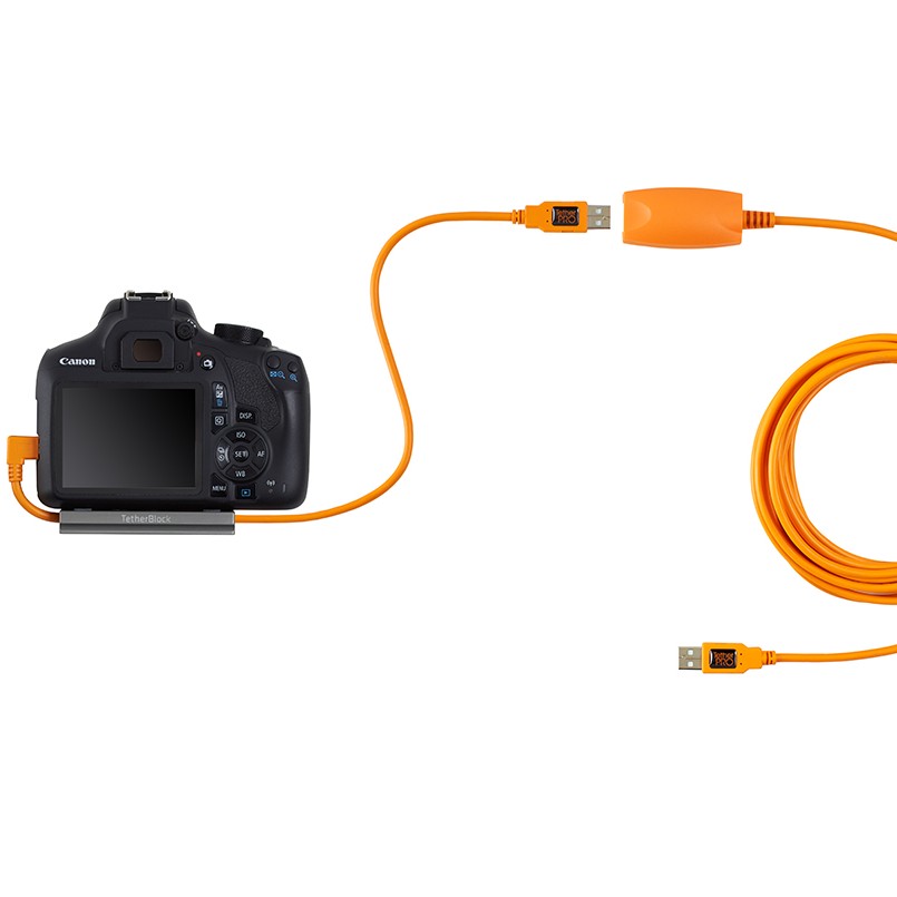 Tether-Tools TetherPro USB 2.0 auf Mini-B 5-poliger rechtwinkliger Adapter "Pigtail", 20 "(50 cm), hochsichtbar, orange