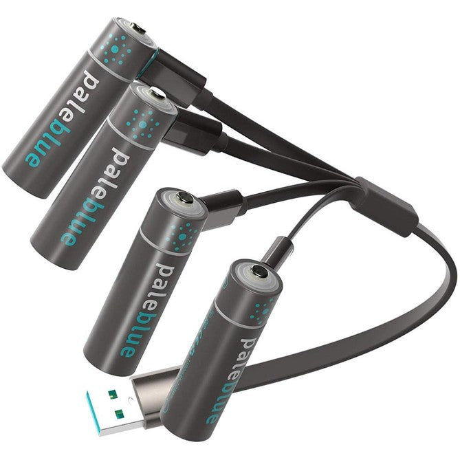 Pale Blu 4x AA Lithium Ion batteria ricaricabile