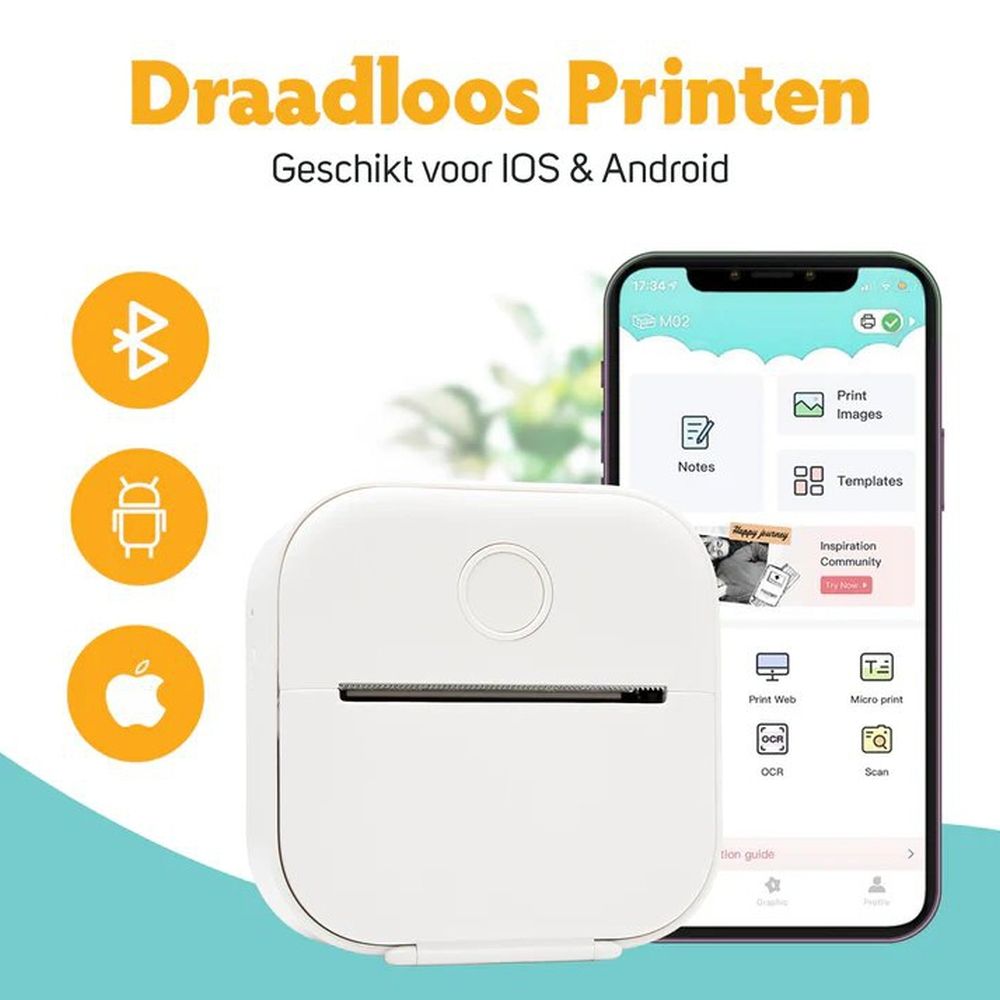 Pora&Co Mini-Fotodrucker für Smartphone, weiß
