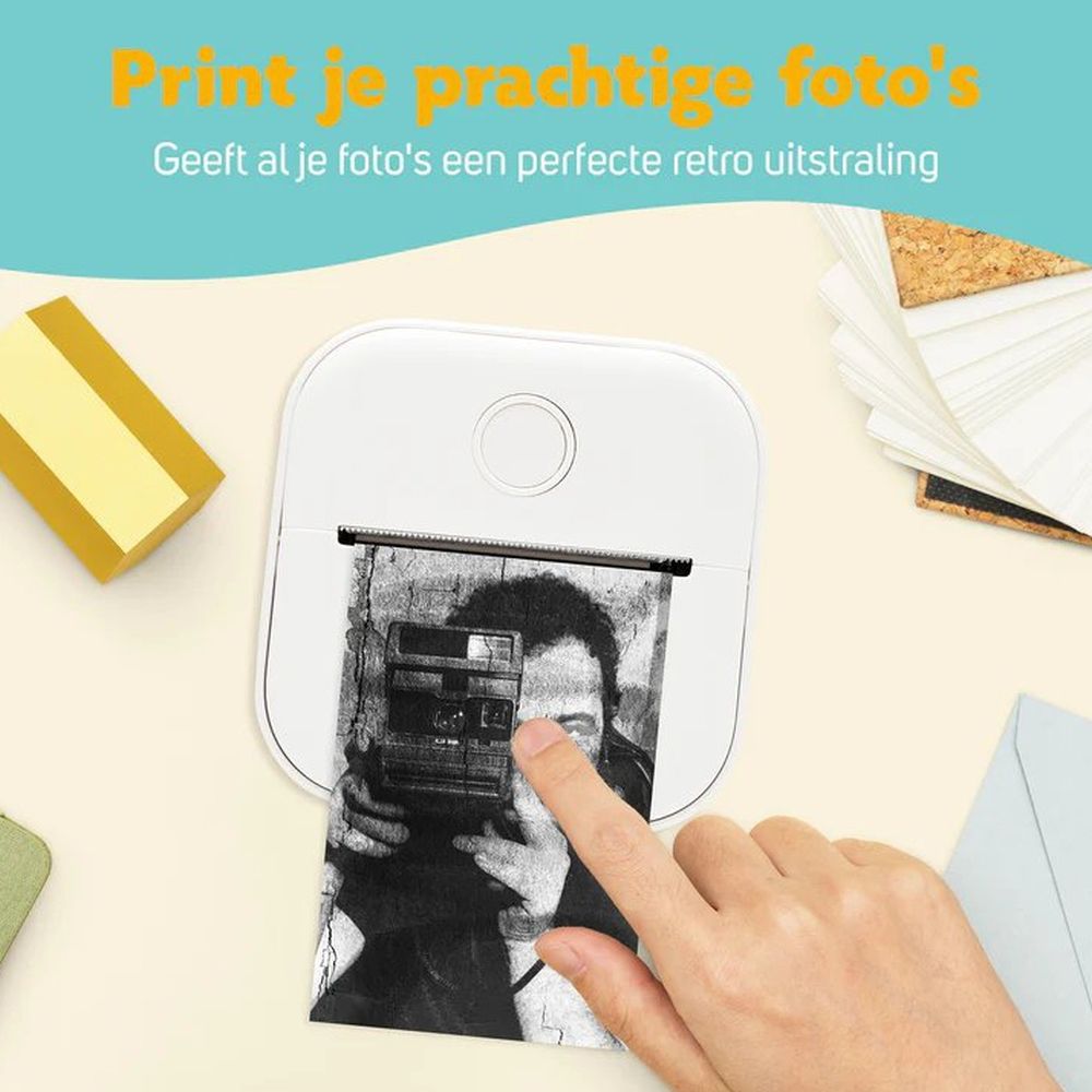 Pora&Co Mini-Fotodrucker für Smartphone, weiß
