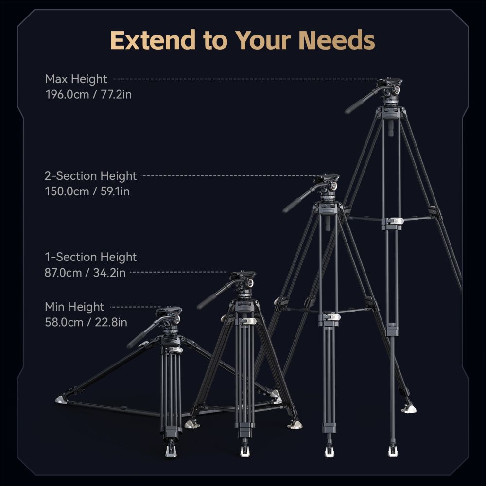 SmallRig 4465 Professional Fluid Head Tripod Kit