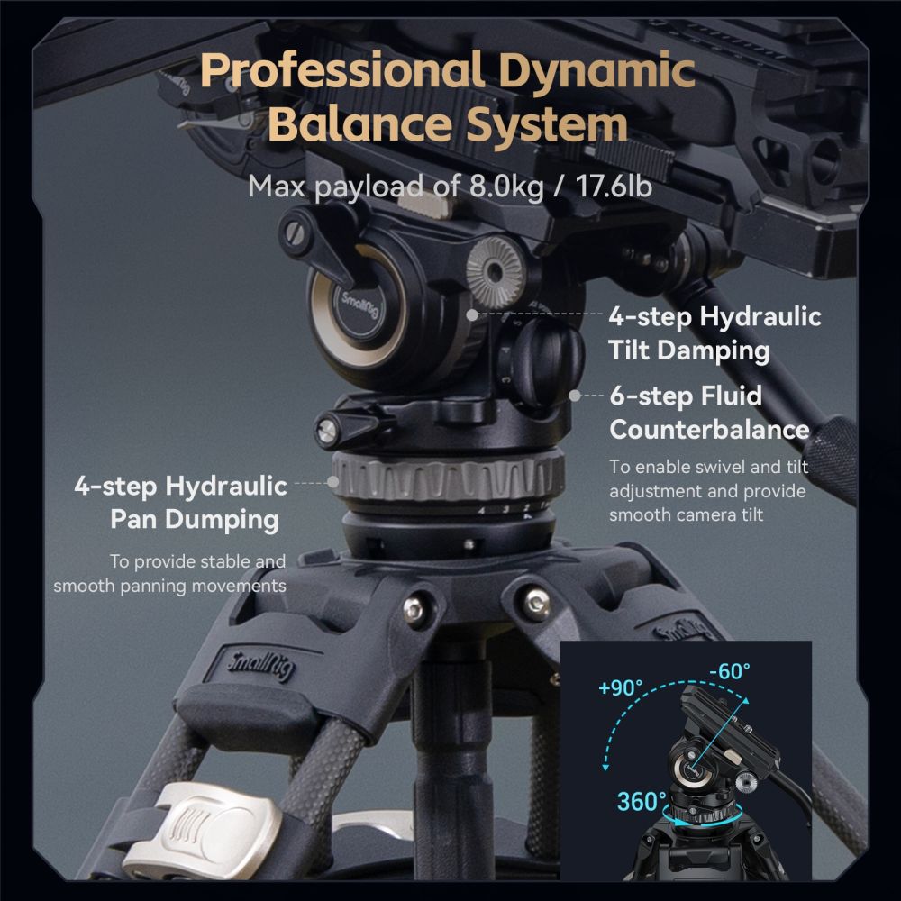 SmallRig 4465 Professional Fluid Head Tripod Kit