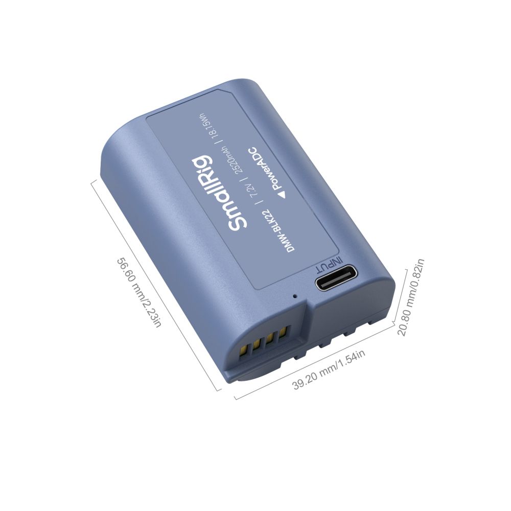 Batería recargable para cámara SmallRig 4906 DMW-BLK22 USB-C, azul