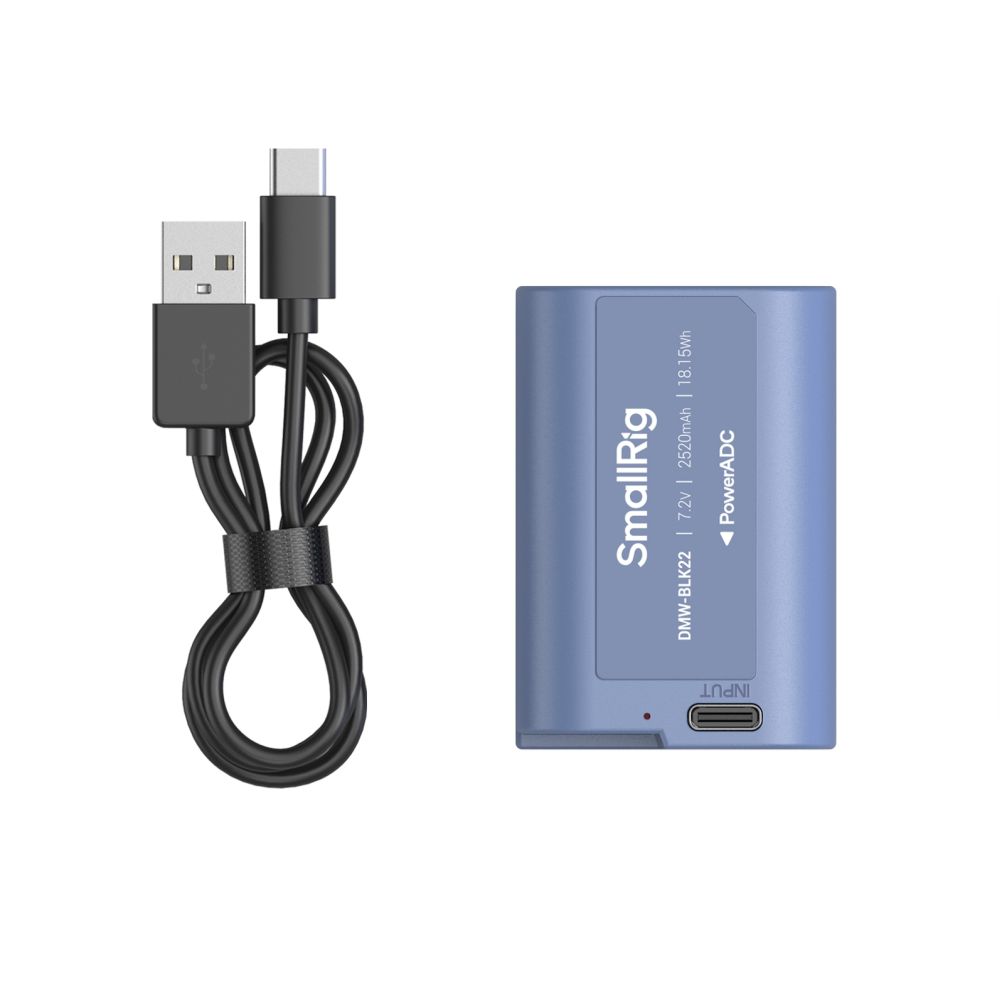 Batería recargable para cámara SmallRig 4906 DMW-BLK22 USB-C, azul