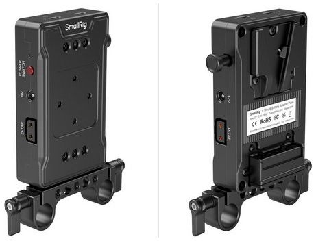 SmallRig 3498B V-Mount-Batterieadapterplatte (Basisversion) mit doppelter Stabklemme