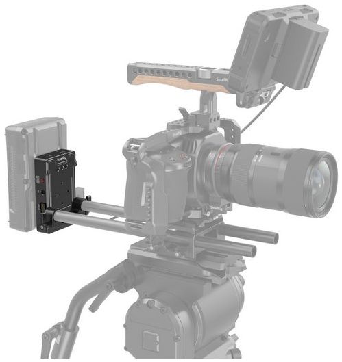 SmallRig 3498B V-Mount-Batterieadapterplatte (Basisversion) mit doppelter Stabklemme