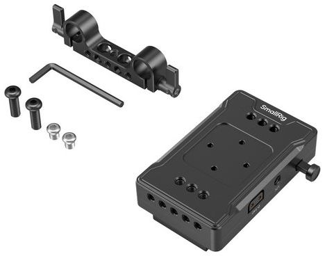 SmallRig 3498B V-Mount-Batterieadapterplatte (Basisversion) mit doppelter Stabklemme