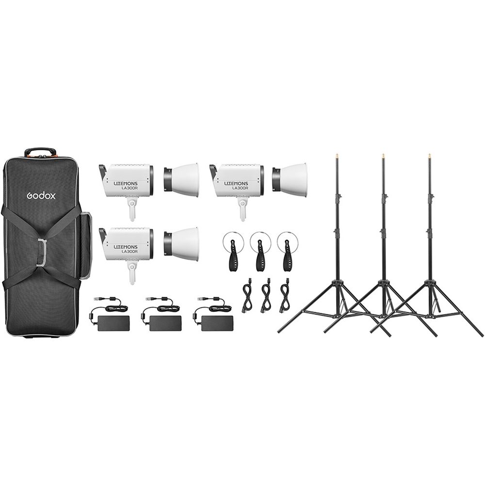 Godox Litemons LA300R RGB LED Video Light 3 Light Kit (wit)