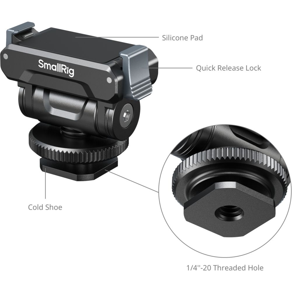 Soporte de liberación rápida SmallRig 5436 para DJI Osmo Action 5 Pro/4/3 con adaptador de zapata fría