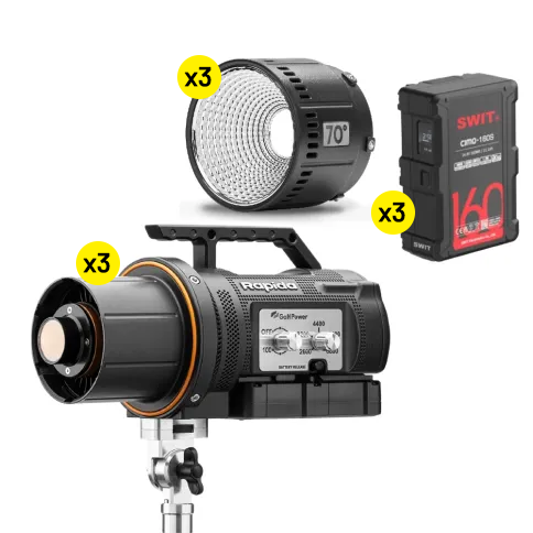 Maxima Rapida + wide optic 70° + SWIT 160Wh 200W V-Mount Battery triple kit