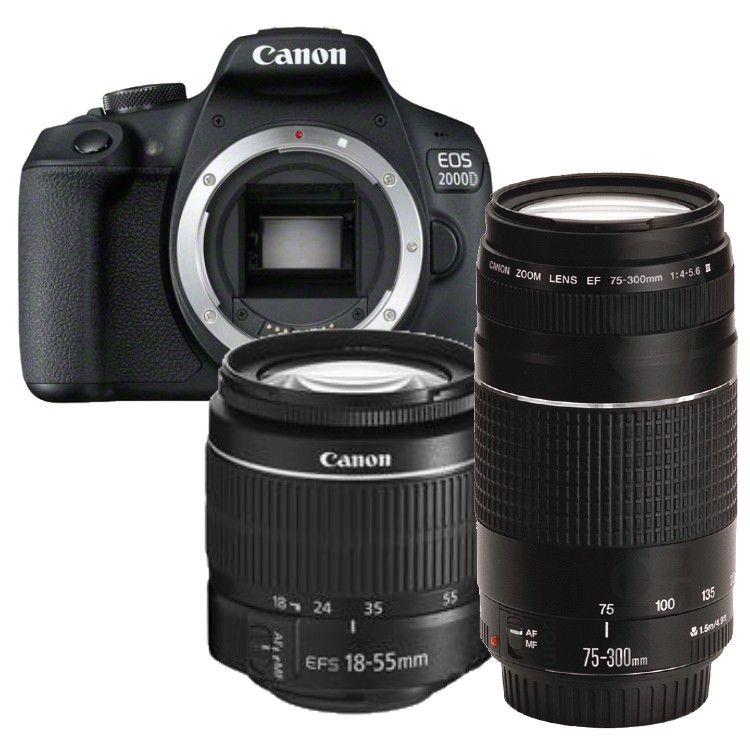 Canon EOS 2000D + 18-55mm DC III + 75-300mm III