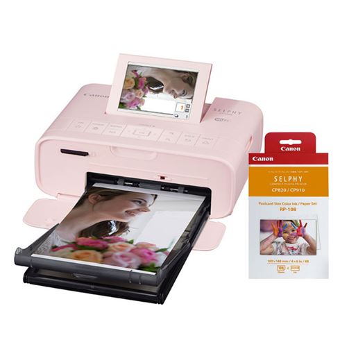 White Canon SELPHY CP1300 Photo Printer and RP-108 High-Capacity Color Ink/Paper Set 